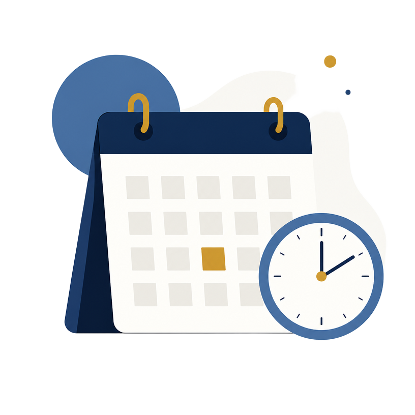 Illustration of a calendar with a lesson time selected